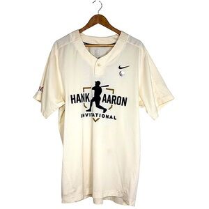 Nike Baseball Men's Beige Hank Aaron Invitational USA Jersey Shirt XL